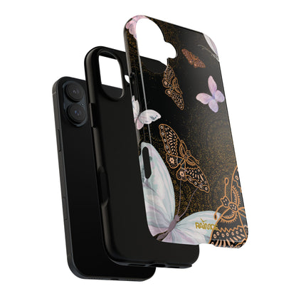 Funda resistente para iPhone con diseño de mariposa espiral (brillante)