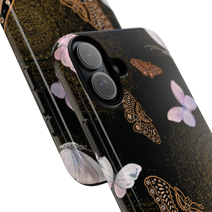 Funda resistente para iPhone con diseño de mariposa espiral (brillante)