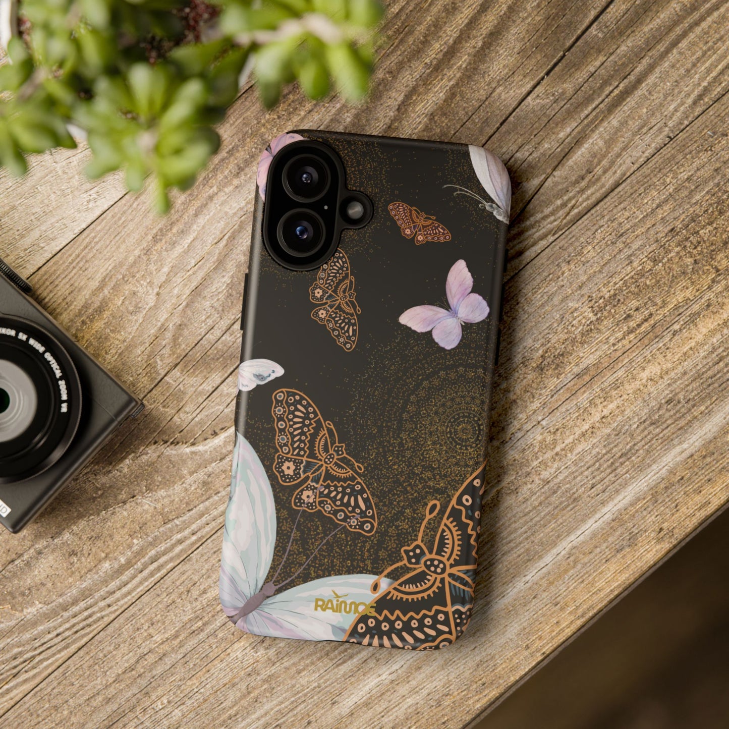 Funda resistente para iPhone (mate) con diseño de mariposa espiral