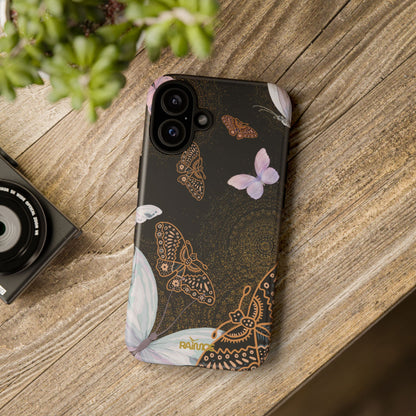 Funda resistente para iPhone (mate) con diseño de mariposa espiral