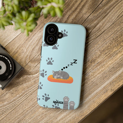 Snoozy Kitty - Funda resistente para iPhone (brillante)