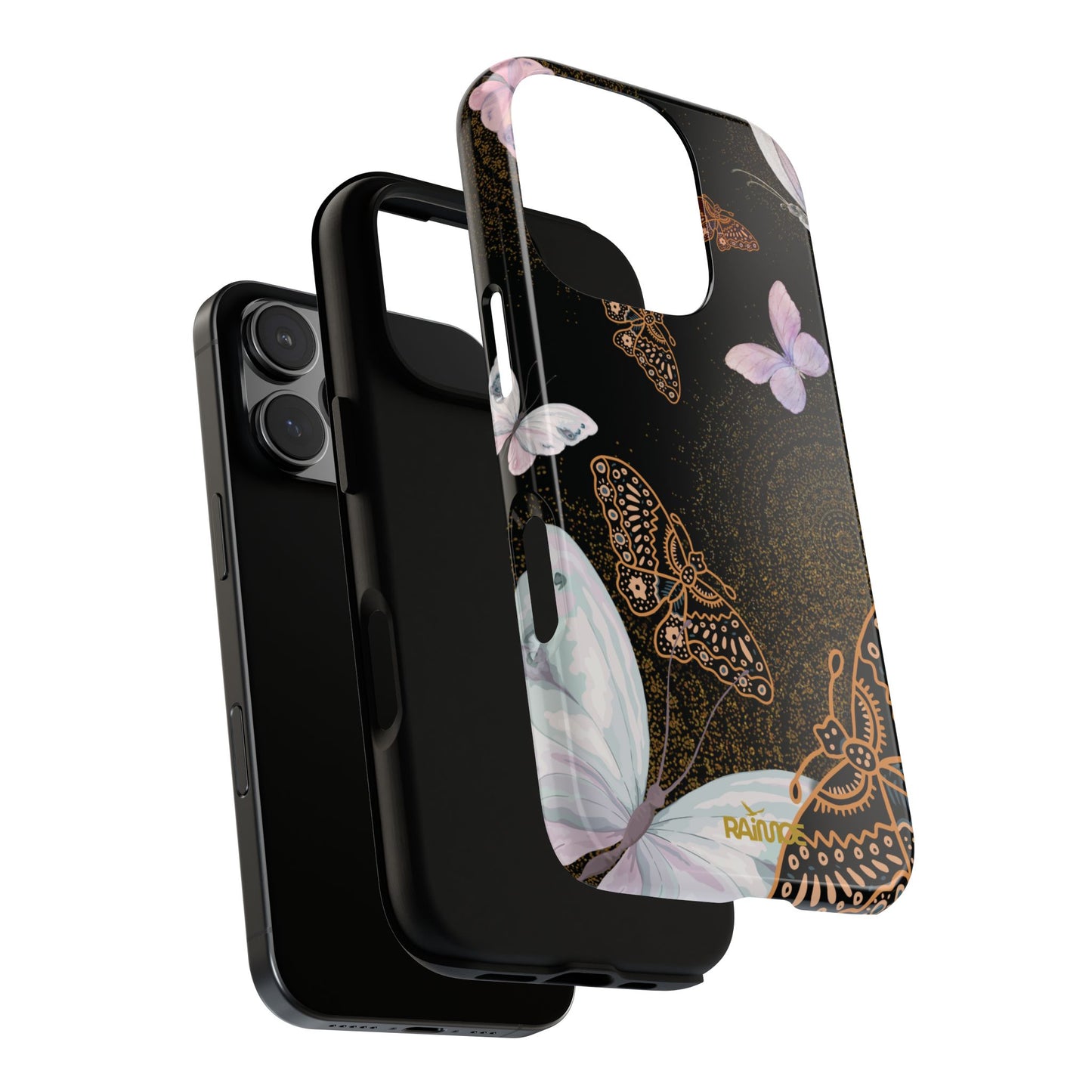 Funda resistente para iPhone con diseño de mariposa espiral (brillante)