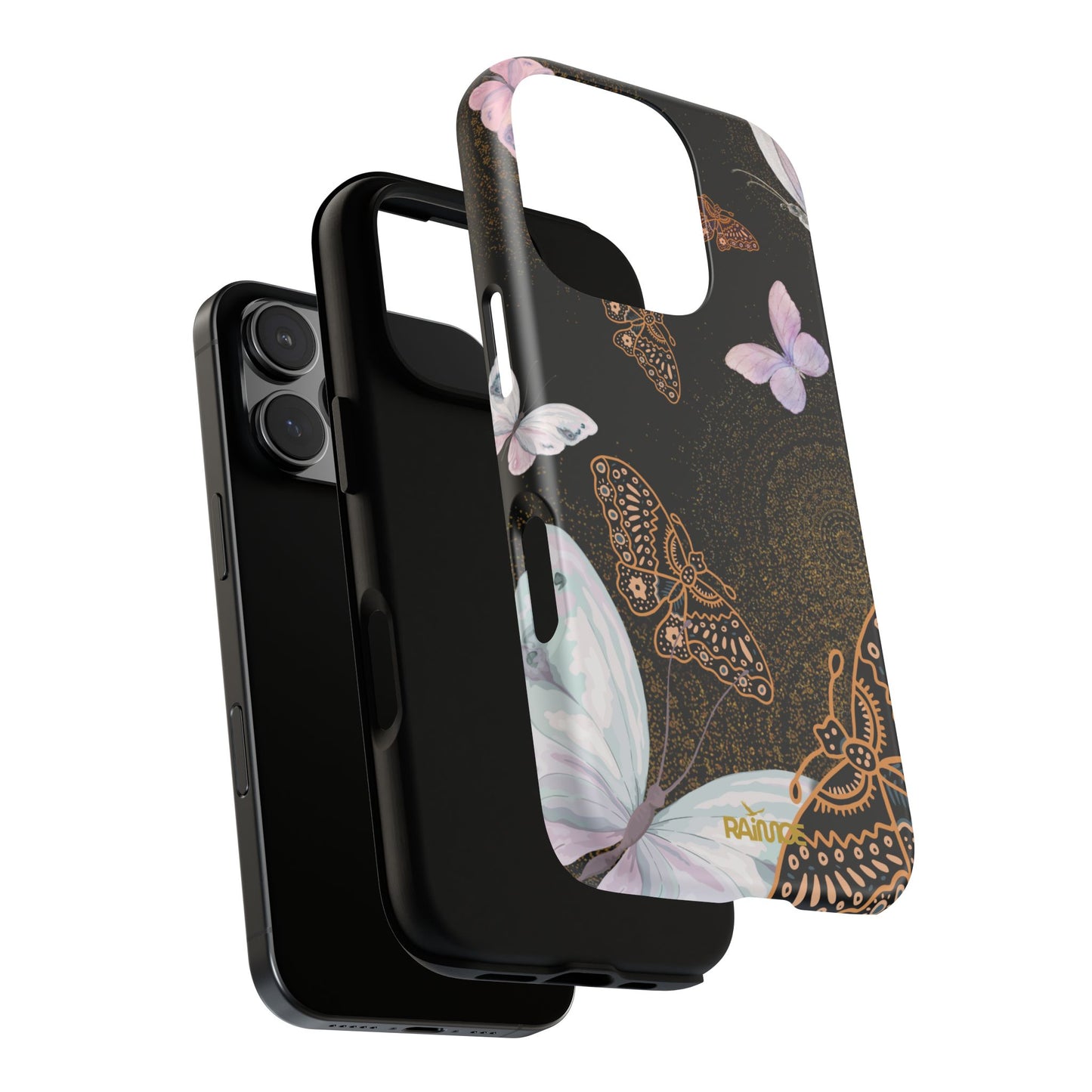 Funda resistente para iPhone (mate) con diseño de mariposa espiral