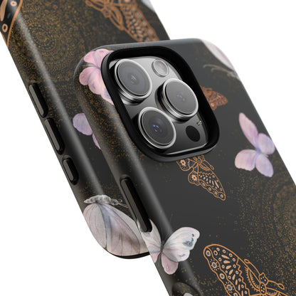 Funda resistente para iPhone (mate) con diseño de mariposa espiral