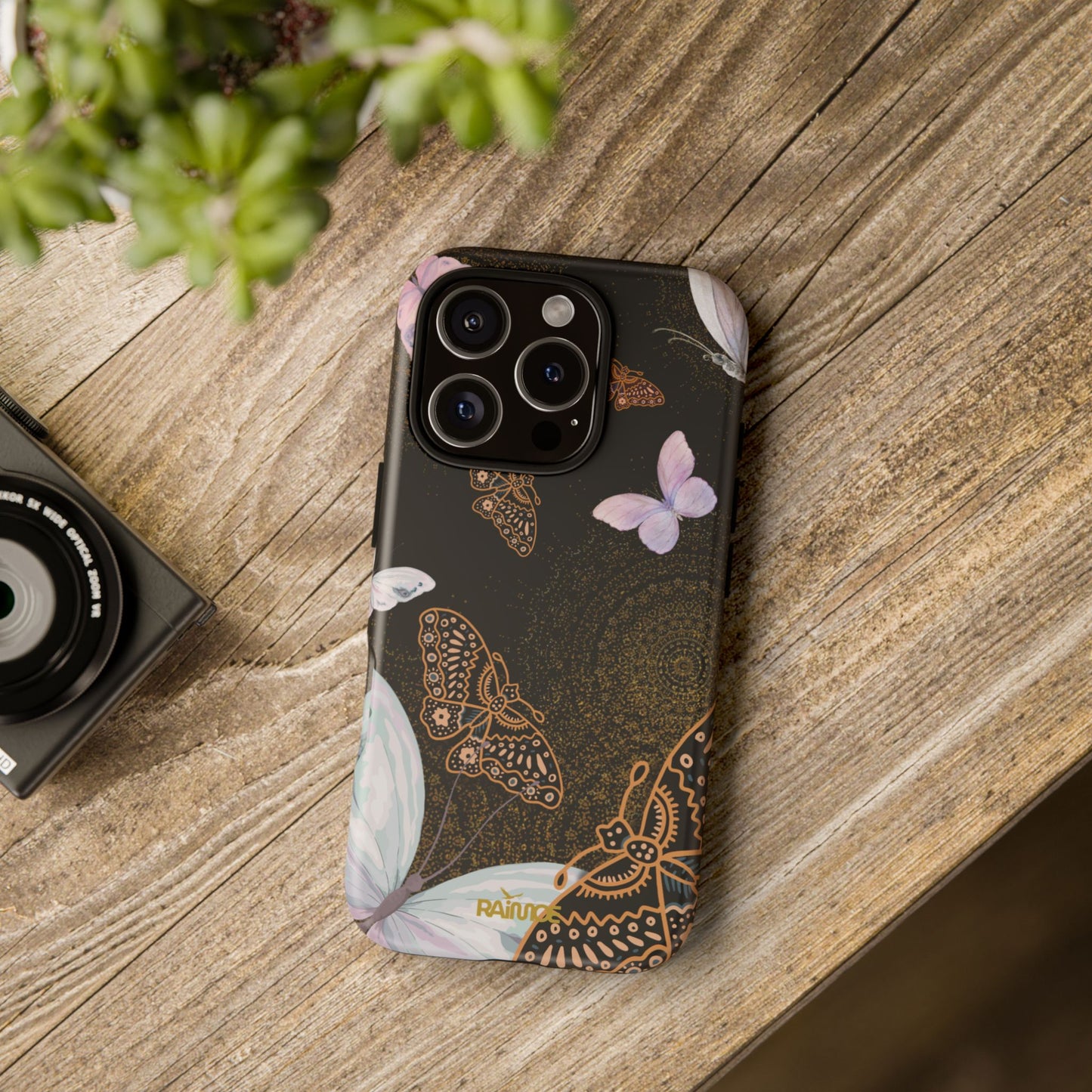 Funda resistente para iPhone (mate) con diseño de mariposa espiral