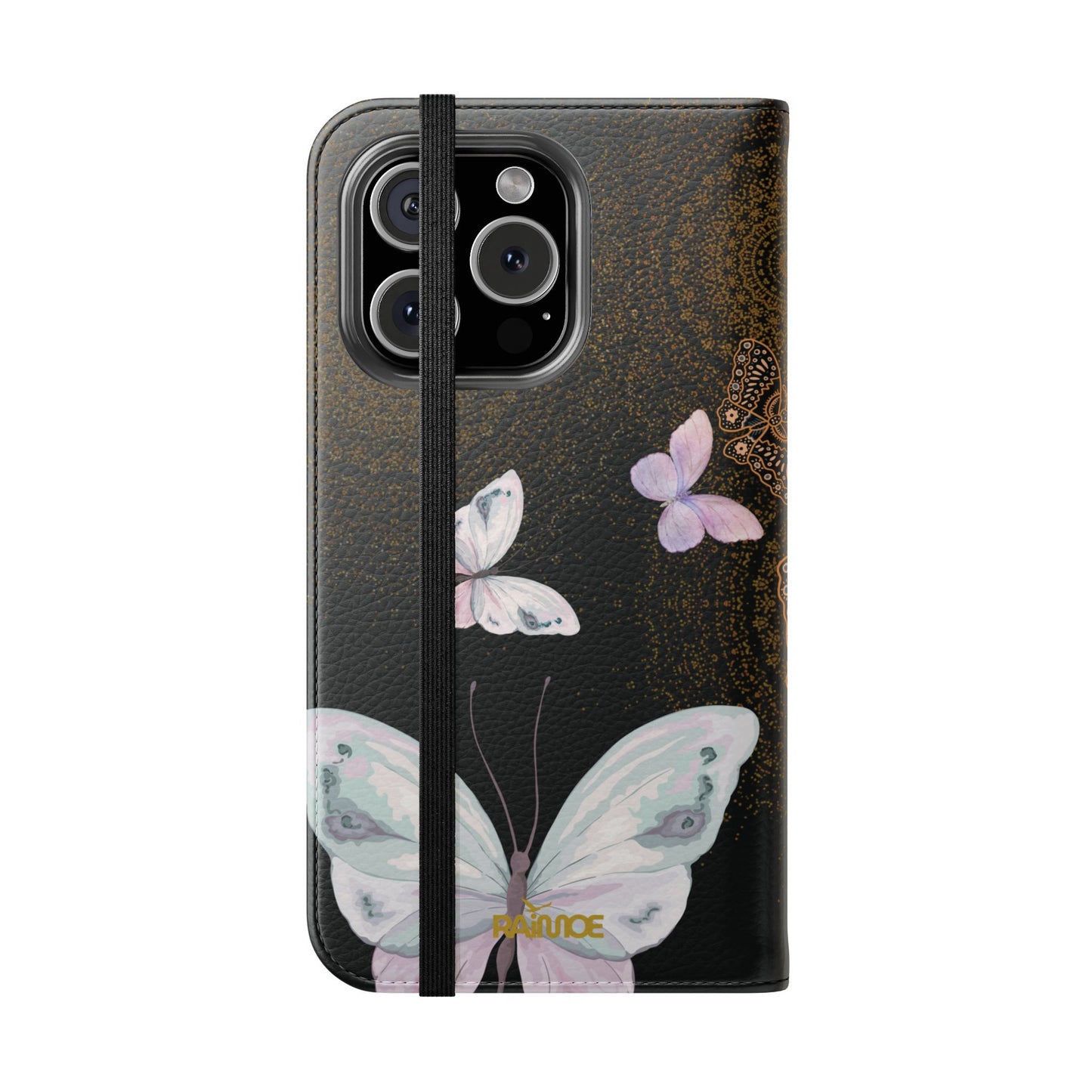 Funda con tapa para iPhone con diseño de mariposa espiral