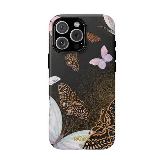Funda resistente para iPhone (mate) con diseño de mariposa espiral