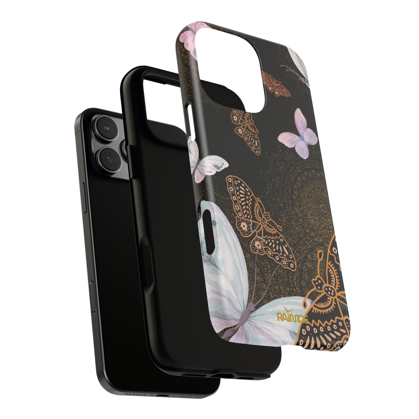 Funda resistente para iPhone (mate) con diseño de mariposa espiral