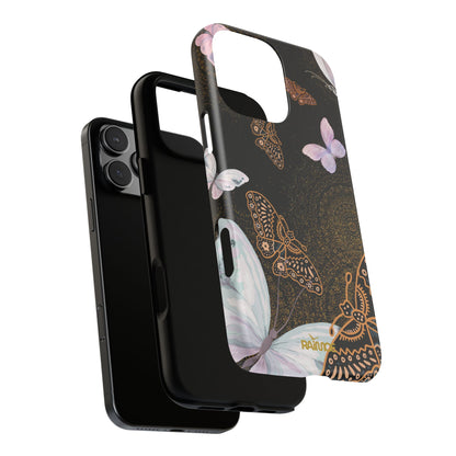 Funda resistente para iPhone (mate) con diseño de mariposa espiral