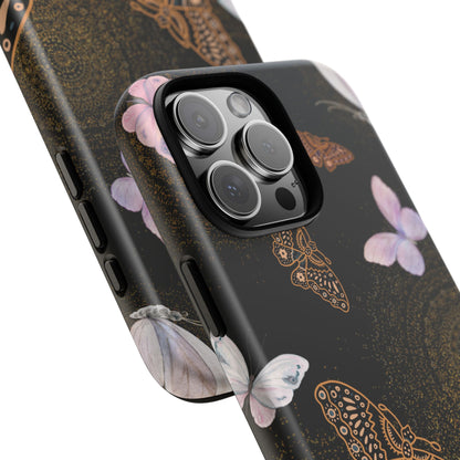 Funda resistente para iPhone (mate) con diseño de mariposa espiral