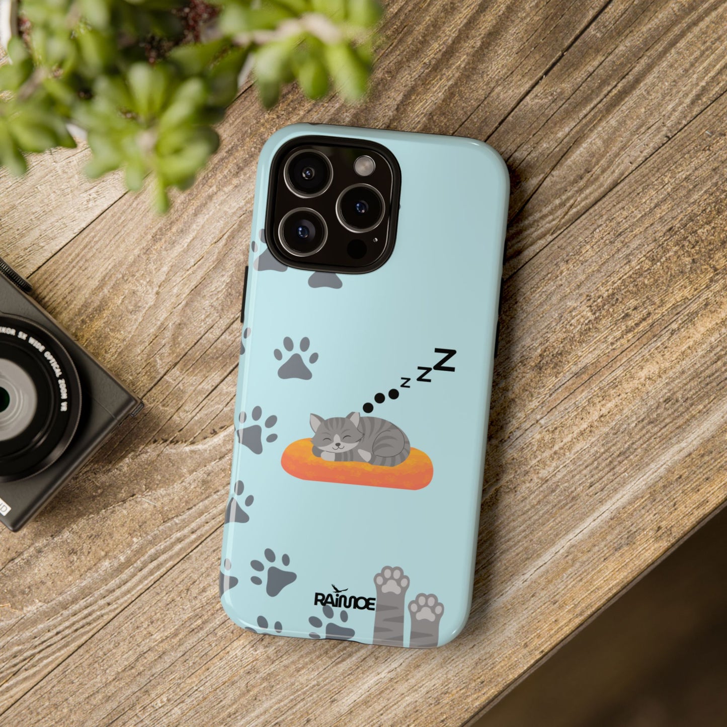 Snoozy Kitty - Funda resistente para iPhone (brillante)