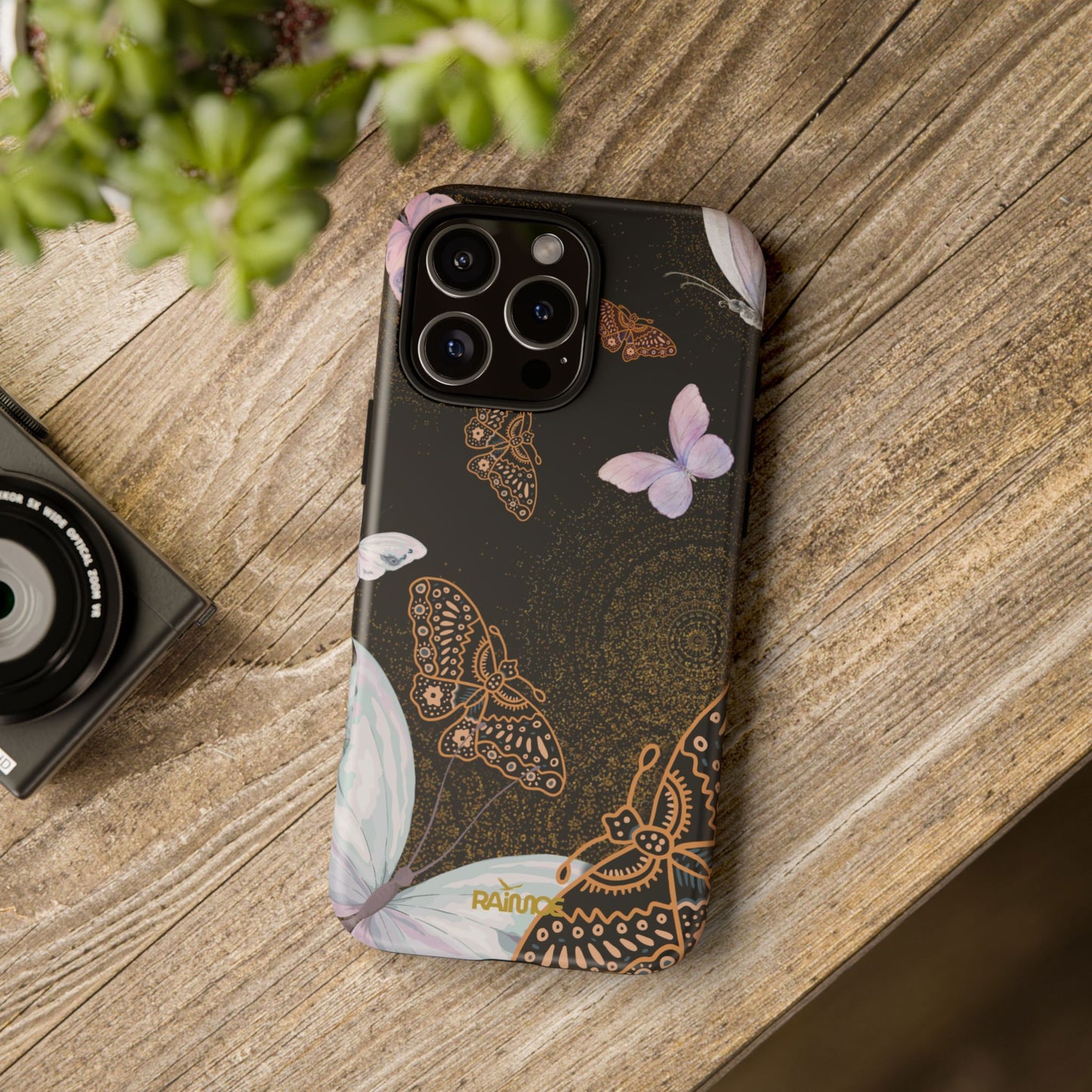 Funda resistente para iPhone (mate) con diseño de mariposa espiral