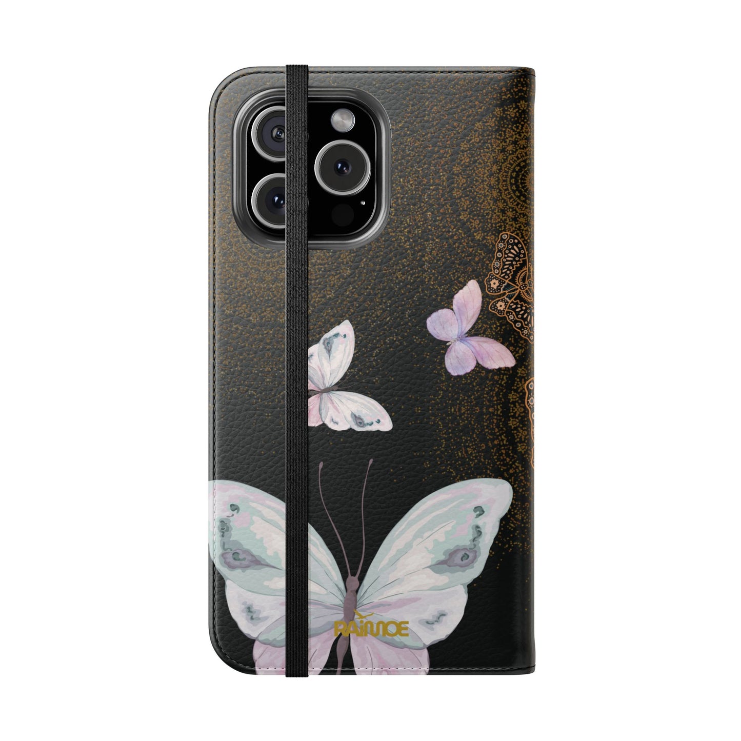 Funda con tapa para iPhone con diseño de mariposa espiral