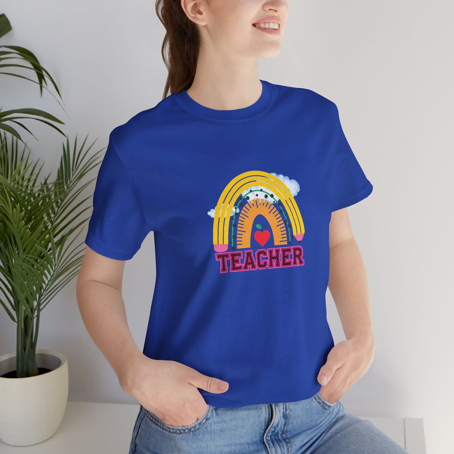 Rainbow Pencil Teacher Graphic T- Shirt