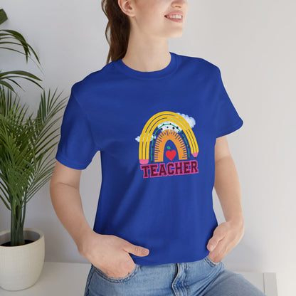 Rainbow Pencil Teacher Graphic T- Shirt