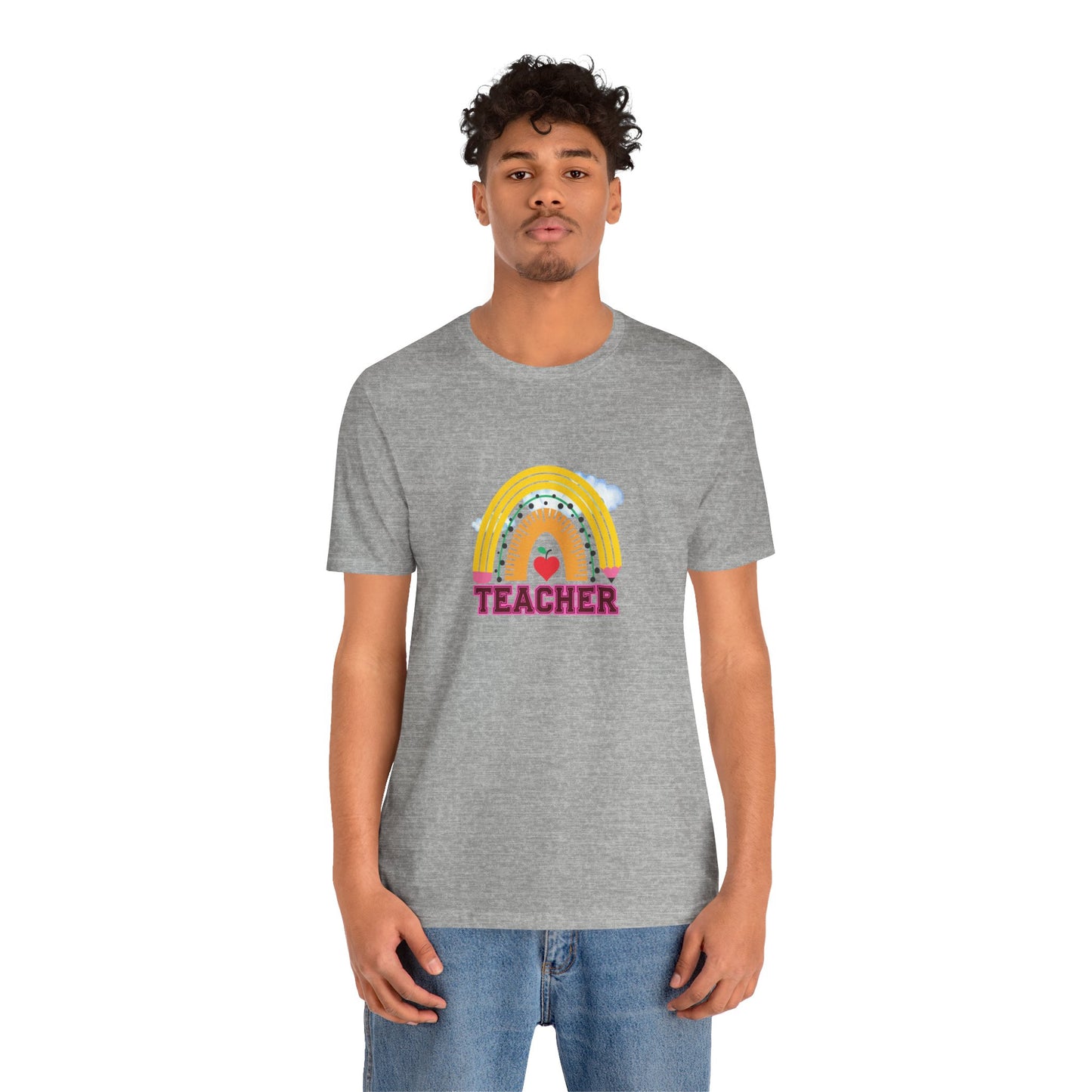 Rainbow Pencil Teacher Graphic T- Shirt