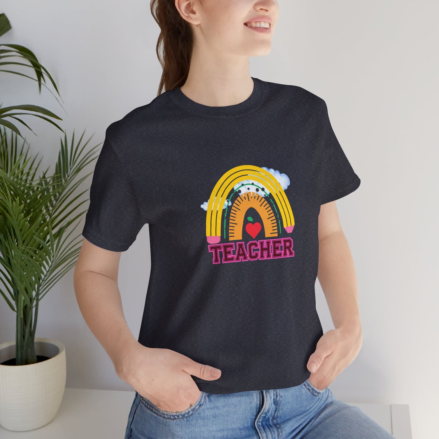 Rainbow Pencil Teacher Graphic T- Shirt