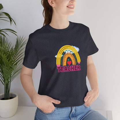 Rainbow Pencil Teacher Graphic T- Shirt