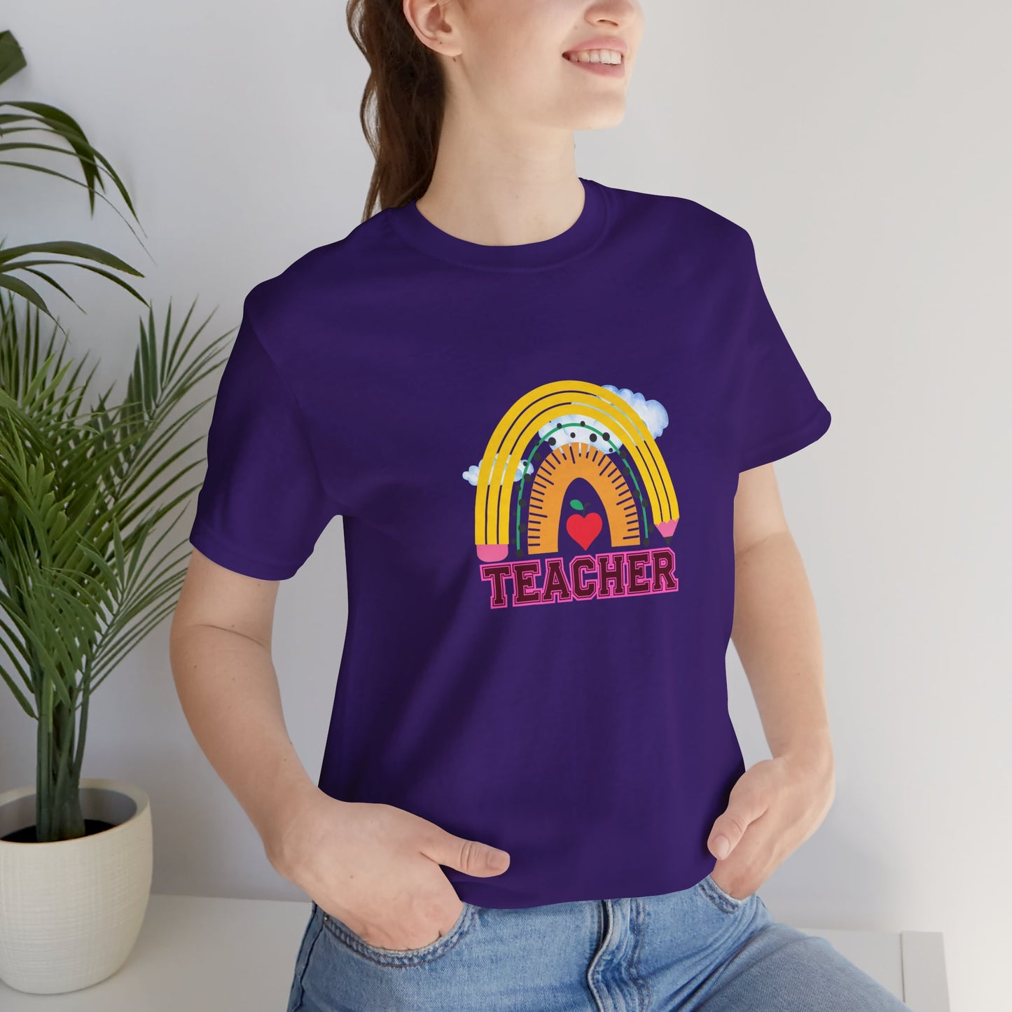Rainbow Pencil Teacher Graphic T- Shirt