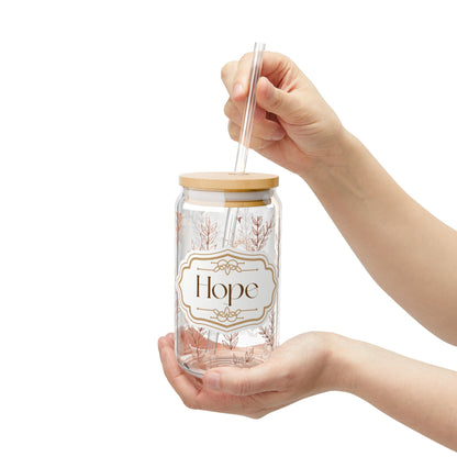 Hope Sipper Glass Cup with Lid - 16oz