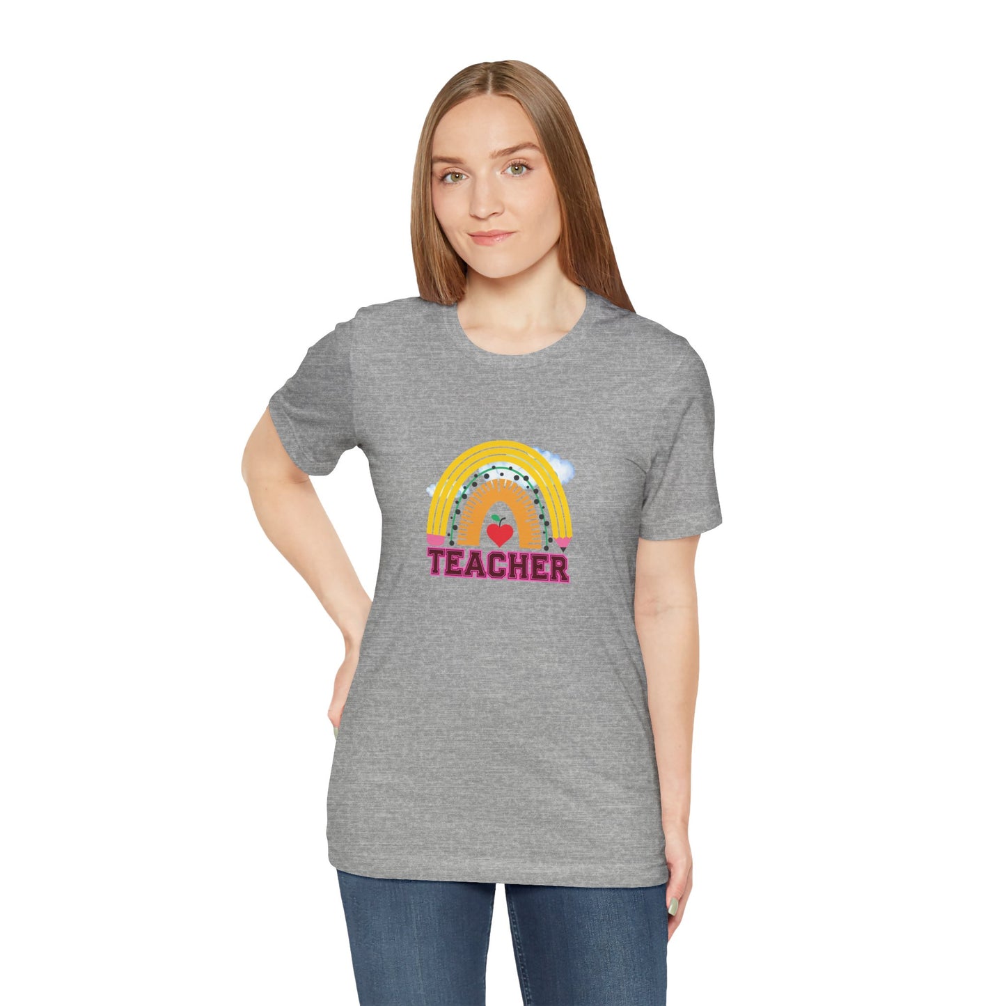 Rainbow Pencil Teacher Graphic T- Shirt