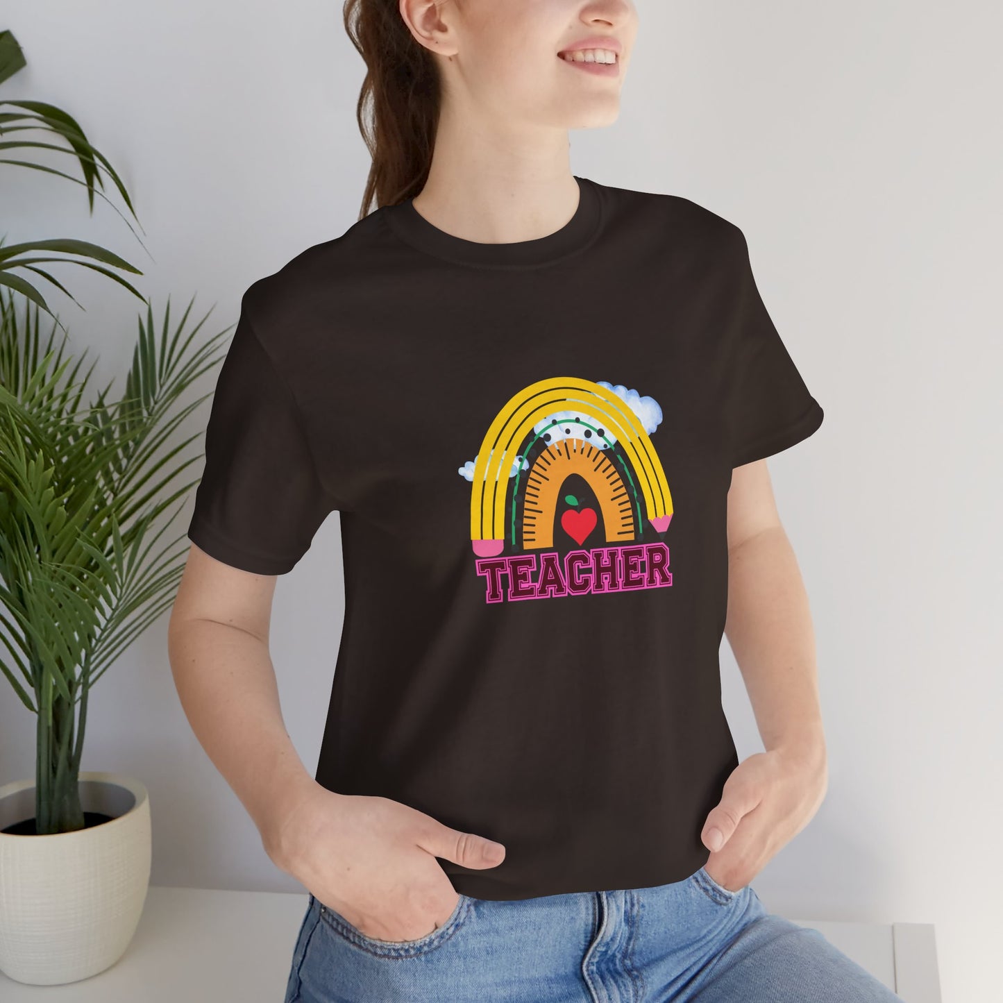 Rainbow Pencil Teacher Graphic T- Shirt