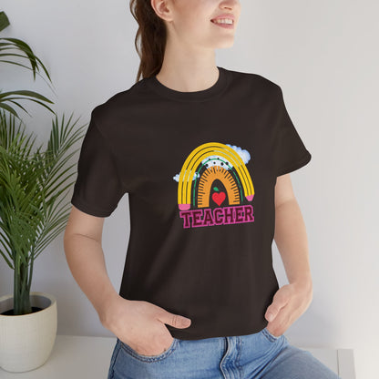 Rainbow Pencil Teacher Graphic T- Shirt
