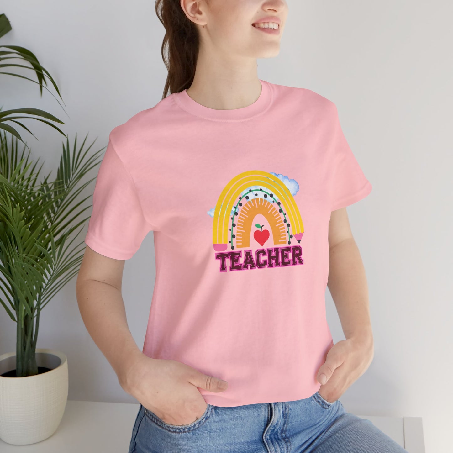 Rainbow Pencil Teacher Graphic T- Shirt
