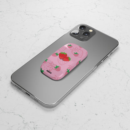 Agarre de teléfono con clic de fresa jugosa