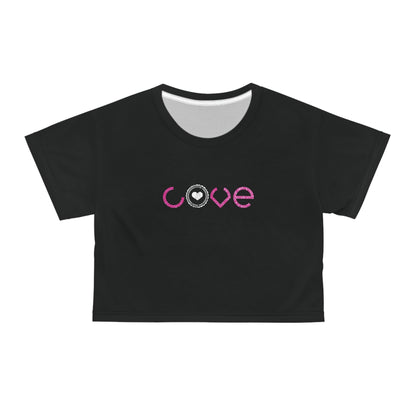 Camiseta corta con gráfico de amor para mujer