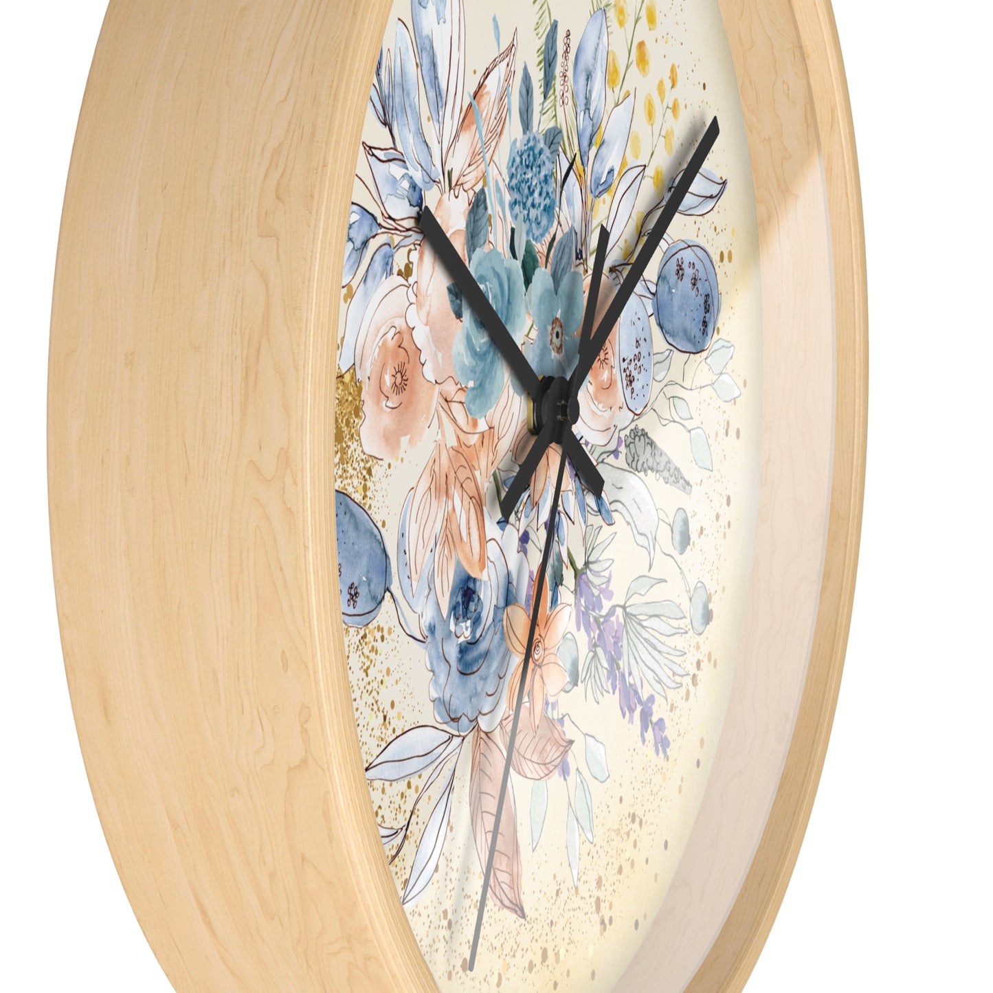 Yellow Gold Spring Floral Wall Clock