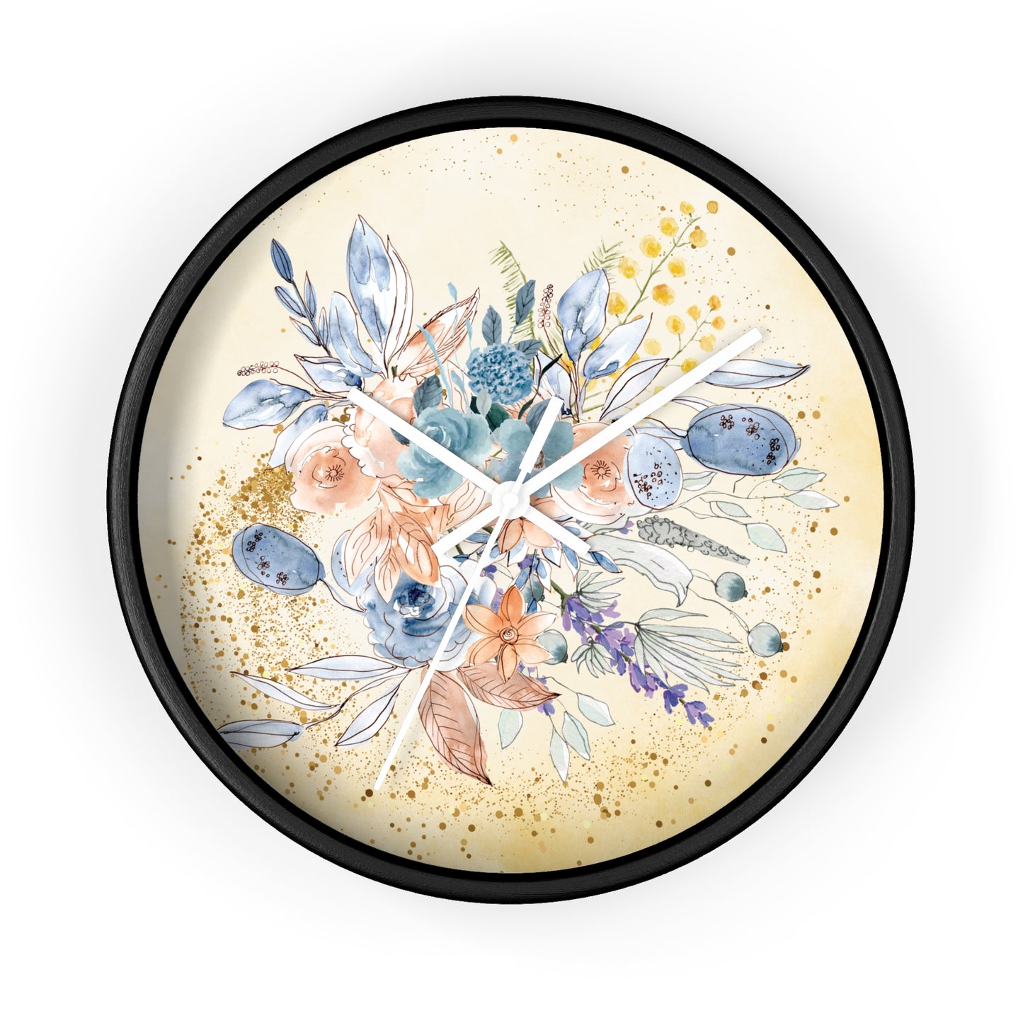 Yellow Gold Spring Floral Wall Clock