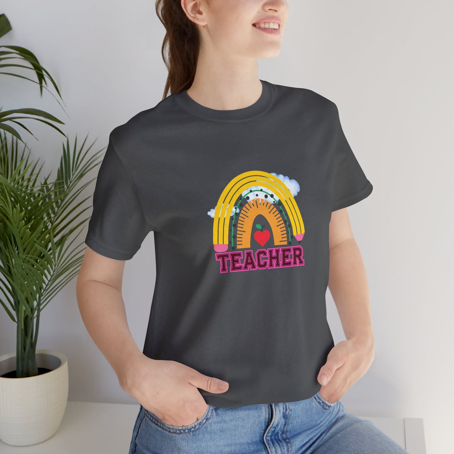 Rainbow Pencil Teacher Graphic T- Shirt