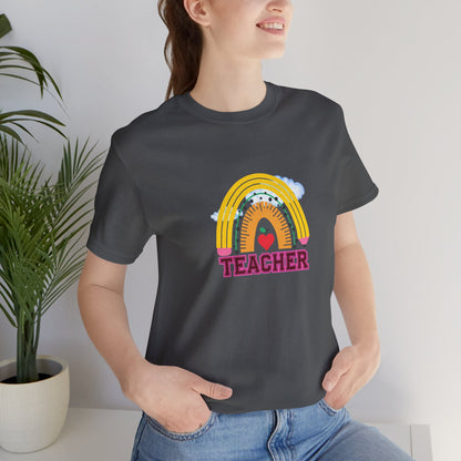 Rainbow Pencil Teacher Graphic T- Shirt