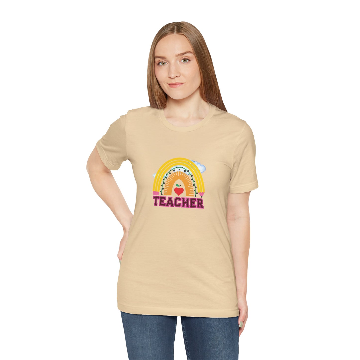 Rainbow Pencil Teacher Graphic T- Shirt
