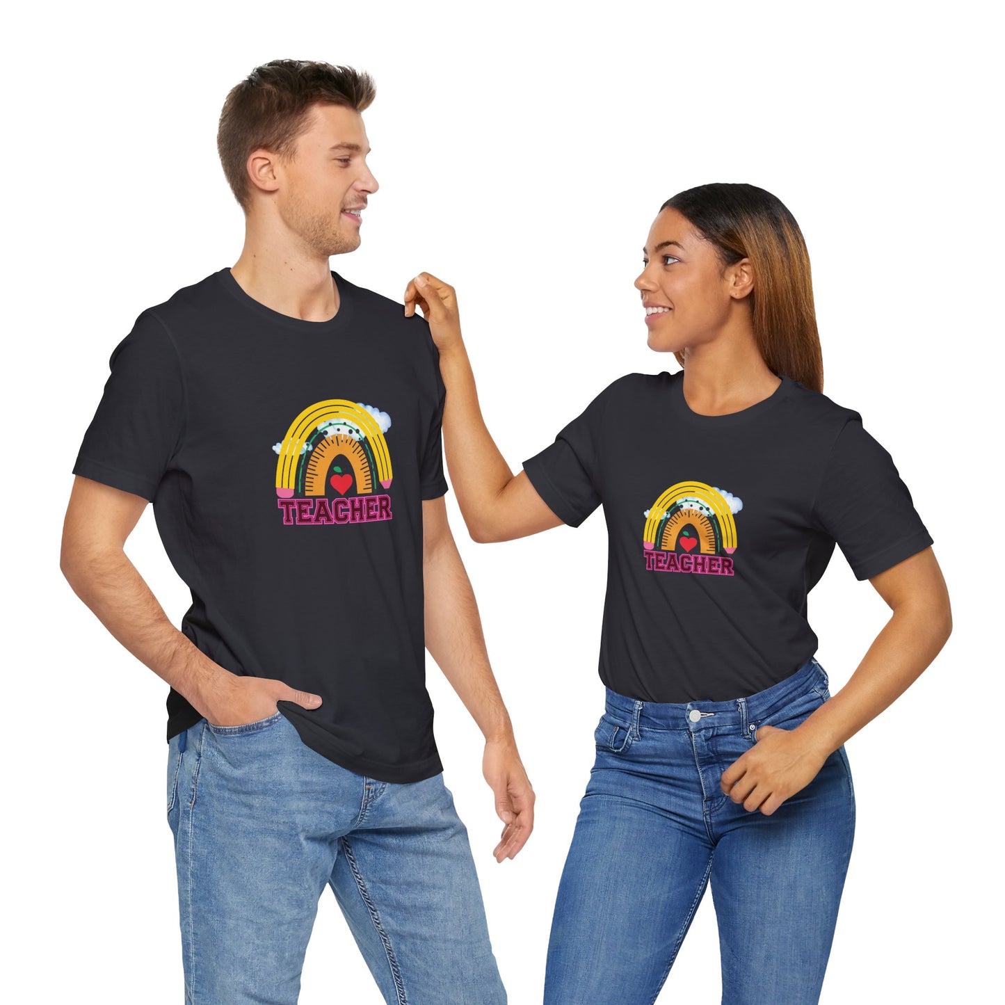 Rainbow Pencil Teacher Graphic T- Shirt