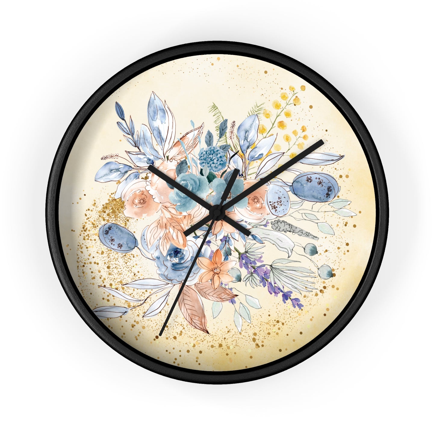Yellow Gold Spring Floral Wall Clock