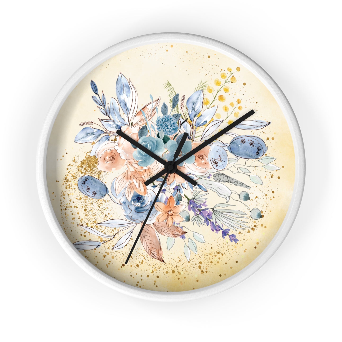 Yellow Gold Spring Floral Wall Clock
