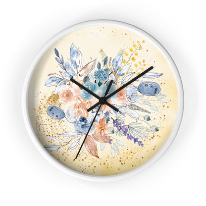 Yellow Gold Spring Floral Wall Clock