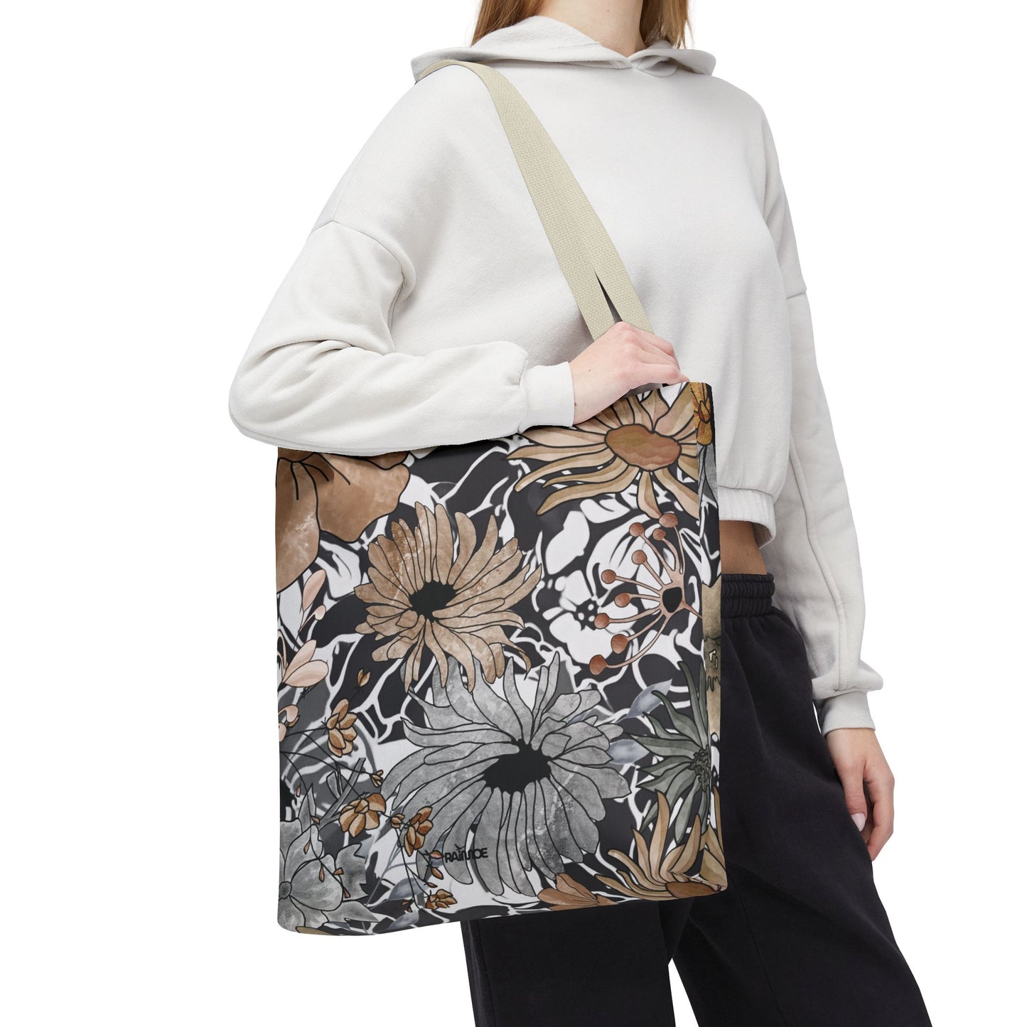Bolsa de mano rústica con flores