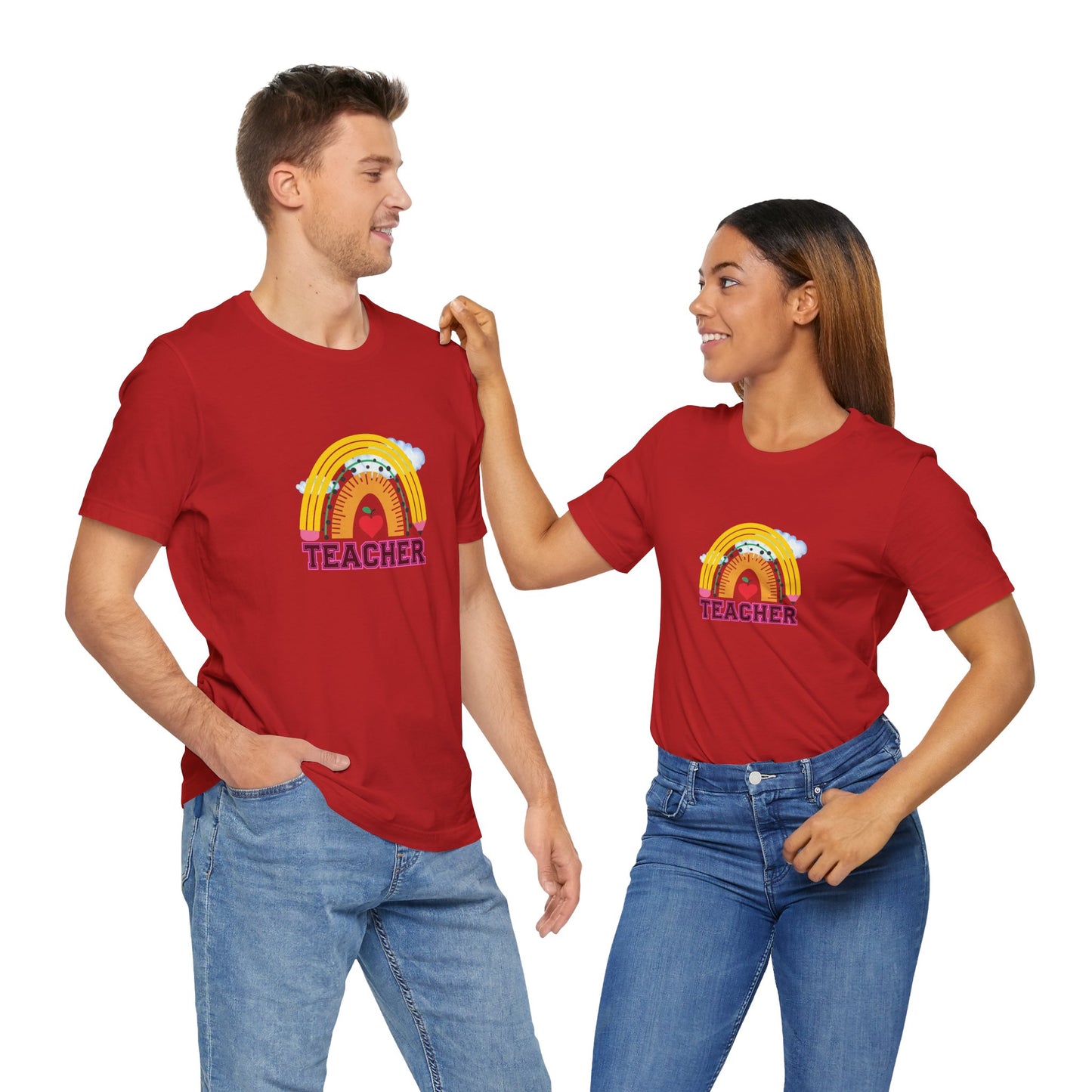 Rainbow Pencil Teacher Graphic T- Shirt
