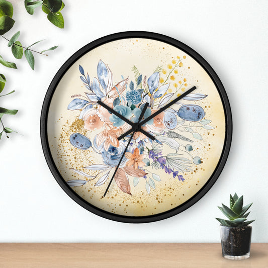 Yellow Gold Spring Floral Wall Clock