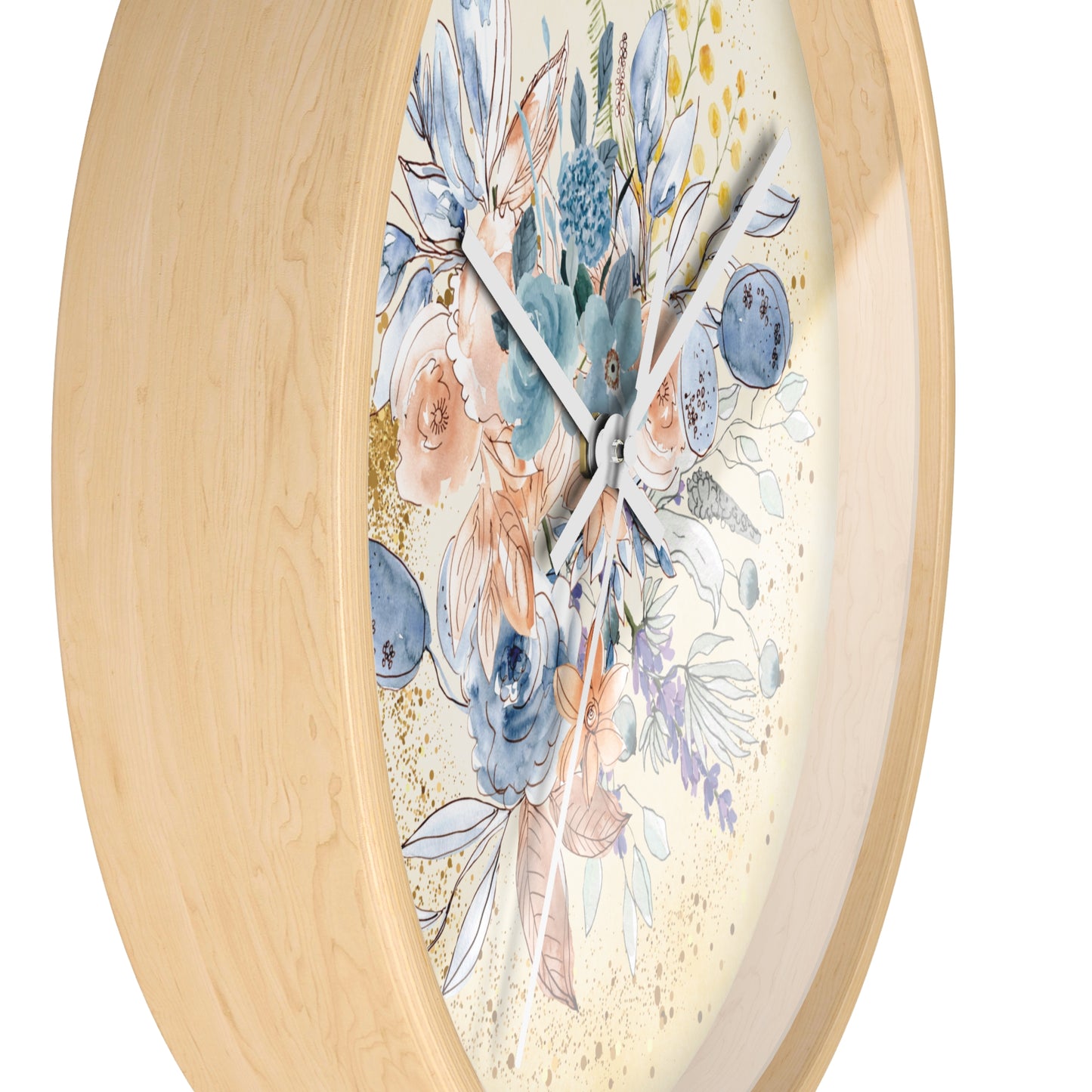 Yellow Gold Spring Floral Wall Clock