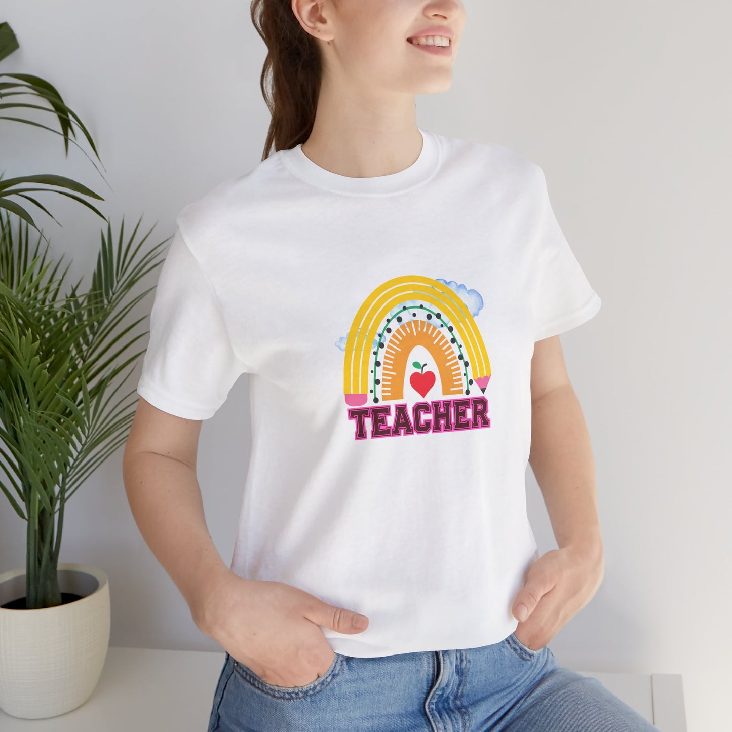 Rainbow Pencil Teacher Graphic T- Shirt