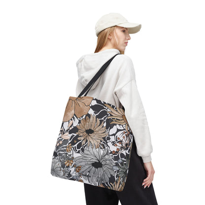 Bolsa de mano rústica con flores