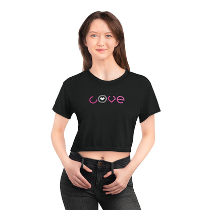 Camiseta corta con gráfico de amor para mujer