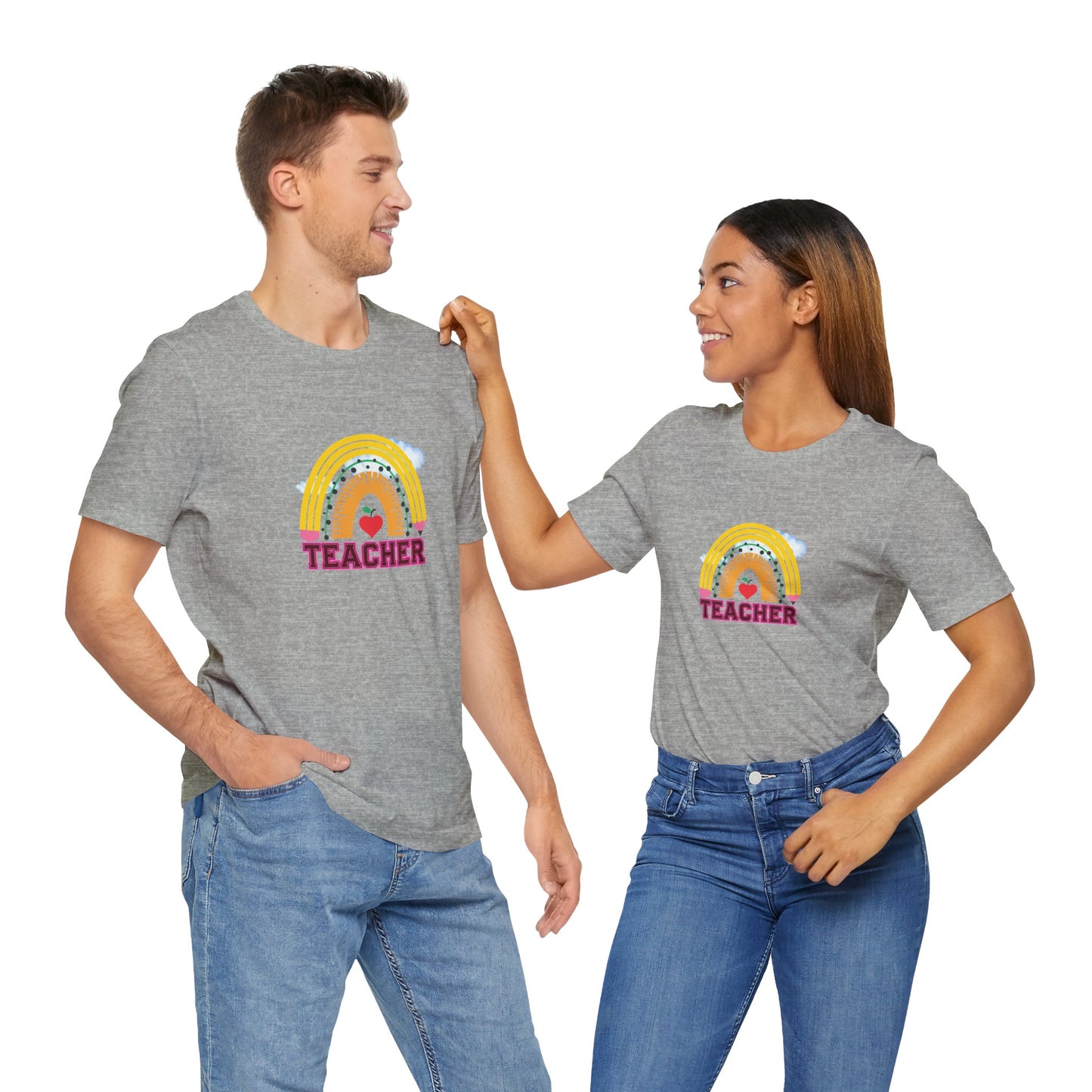 Rainbow Pencil Teacher Graphic T- Shirt