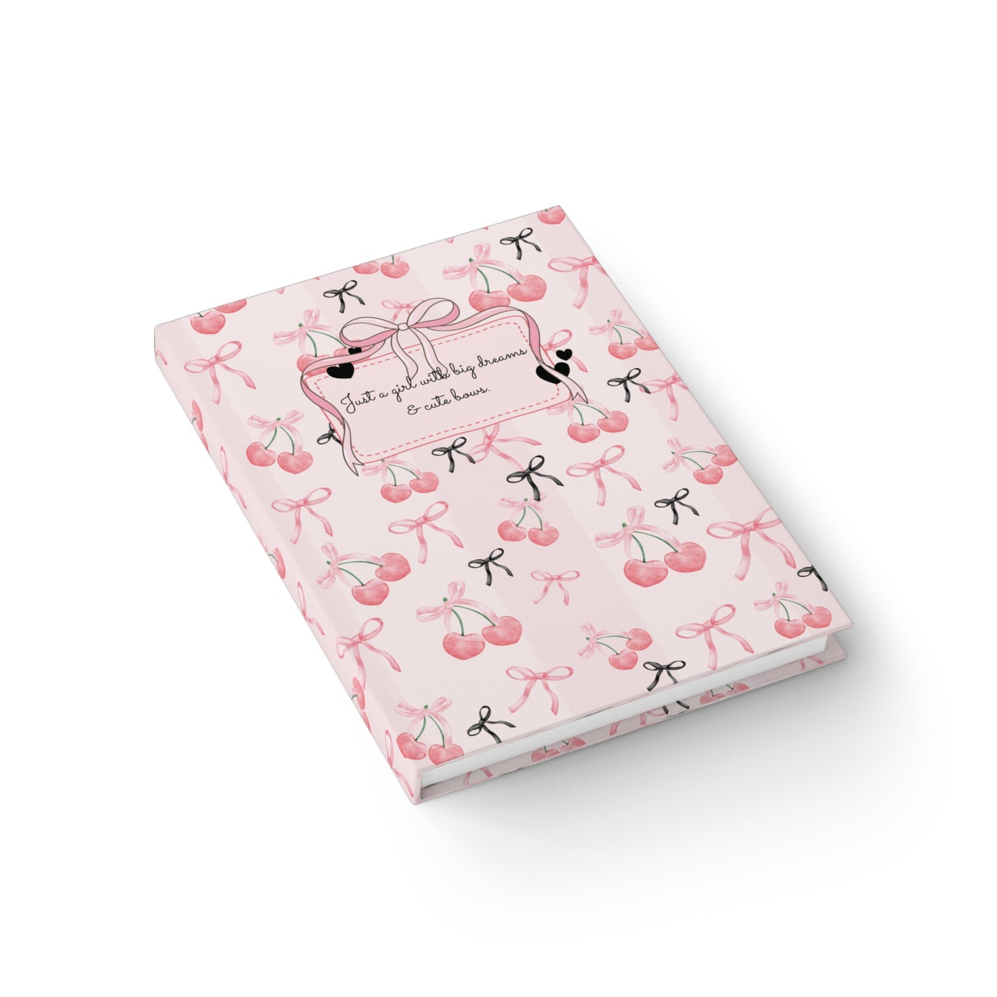 Pink Bow and Cherry Blank Journal