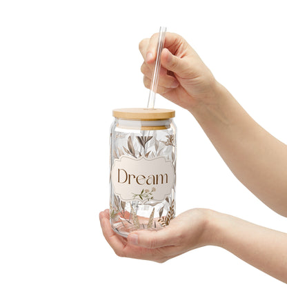 Dream Sipper Glass Cup with Lid - 16oz