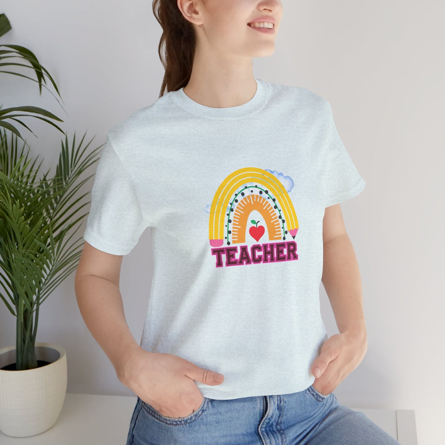 Rainbow Pencil Teacher Graphic T- Shirt